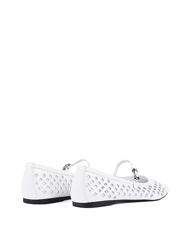 Женские балетки MIRATON кожаные белые - фото 4 - Miraton