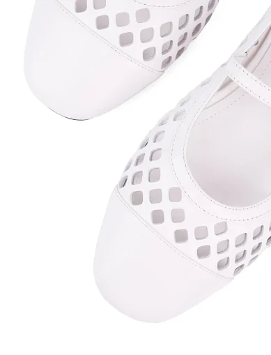 Женские балетки MIRATON кожаные белые - фото 5 - Miraton