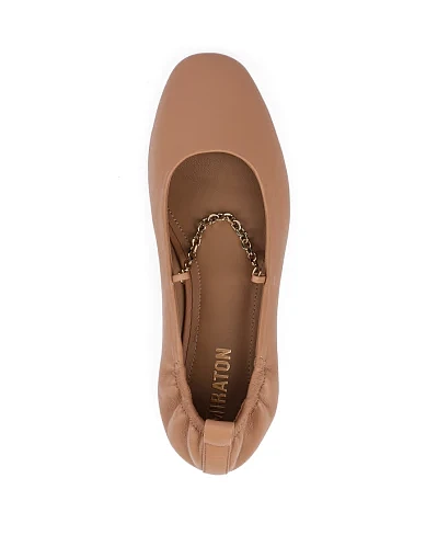 Женские балетки MIRATON кожаные бежевые - фото 5 - Miraton