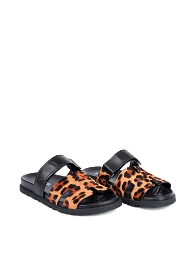 Женские шлепанцы MIRATON кожаные черные - фото 3 - Miraton