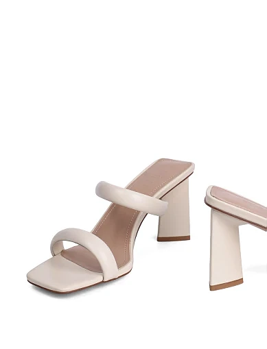 Женские сабо MIRATON кожаные рисового цвета - фото 2 - Miraton