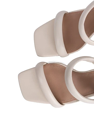 Женские сабо MIRATON кожаные рисового цвета - фото 5 - Miraton