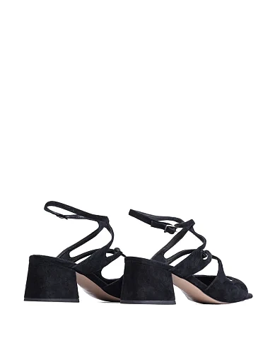 Женские босоножки Attizzare велюровые черные - фото 4 - Miraton