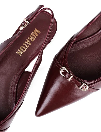 Женские балетки MIRATON кожаные бордовые - фото 5 - Miraton