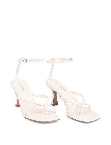 Женские босоножки MIRATON кожаные рисового цвета - фото 3 - Miraton