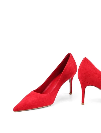 Женские туфли лодочки Mia May велюровые красные - фото 2 - Miraton