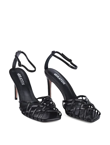 Женские босоножки MIRATON кожаные черные - фото 3 - Miraton