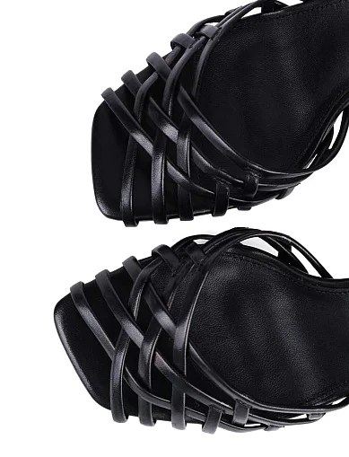 Женские босоножки MIRATON кожаные черные - фото 5 - Miraton