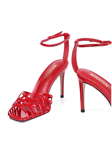 Женские босоножки MIRATON лаковые красные - фото 3 - Miraton
