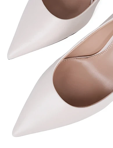 Женские туфли лодочки MIRATON кожаные белые - фото 5 - Miraton