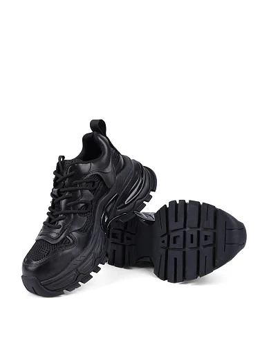 Женские кроссовки MIRATON кожаные черные - фото 2 - Miraton