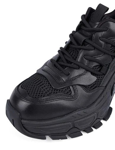 Женские кроссовки MIRATON кожаные черные - фото 5 - Miraton