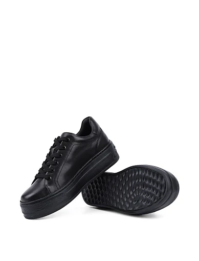 Жіночі кеди MIRATON шкіряні чорні (D228-9) - фото 2 - Miraton