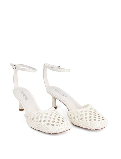 Женские босоножки MIRATON кожаные рисового цвета - фото 4 - Miraton