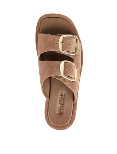Женские шлепанцы MIRATON велюровые бежевые - фото 1 - Miraton