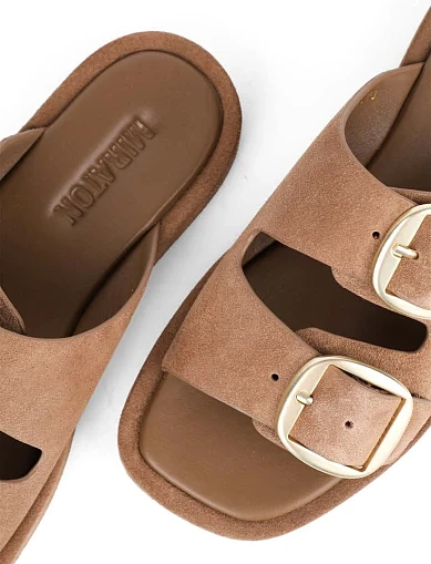 Женские шлепанцы MIRATON велюровые бежевые - фото 5 - Miraton