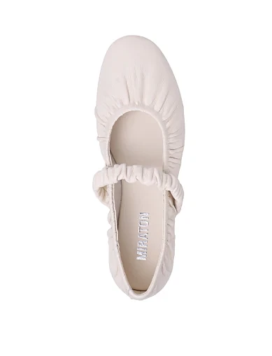 Женские балетки MIRATON кожаные рисового цвета - фото 2 - Miraton