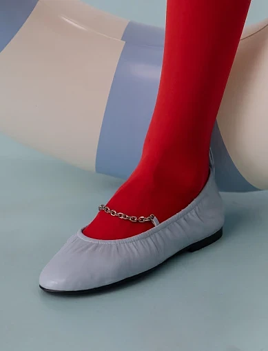 Женские балетки MIRATON кожаные голубые - фото 1 - Miraton