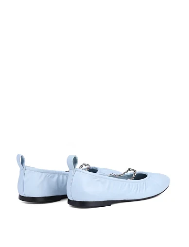 Женские балетки MIRATON кожаные голубые - фото 5 - Miraton