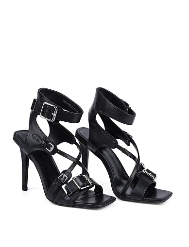 Женские босоножки MIRATON кожаные черные - фото 2 - Miraton