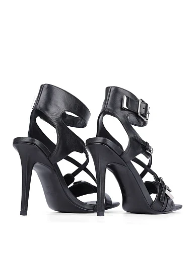 Женские босоножки MIRATON кожаные черные - фото 3 - Miraton