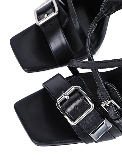 Женские босоножки MIRATON кожаные черные - фото 4 - Miraton