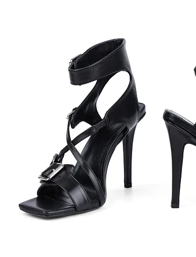 Женские босоножки MIRATON кожаные черные - фото 5 - Miraton