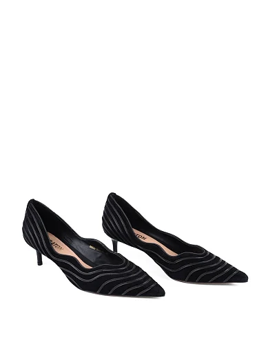 Жіночі туфлі човники MIRATON велюрові чорні (5558-302-15) - фото 3 - Miraton