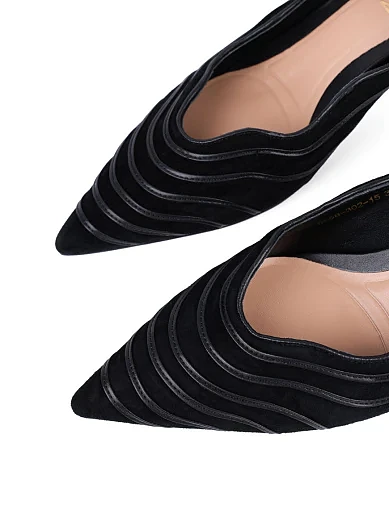 Жіночі туфлі човники MIRATON велюрові чорні (5558-302-15) - фото 5 - Miraton