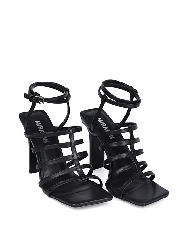 Женские босоножки MIRATON кожаные черные - фото 4 - Miraton