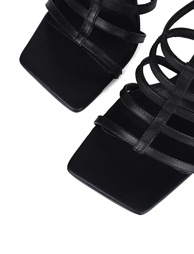 Женские босоножки MIRATON кожаные черные - фото 6 - Miraton