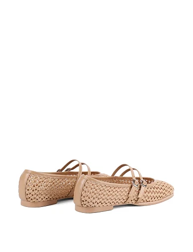 Женские балетки MIRATON кожаные бежевые - фото 5 - Miraton