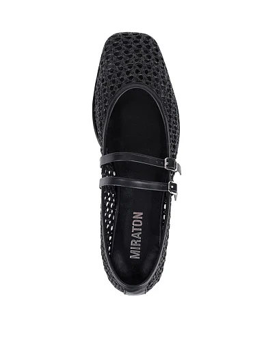 Женские балетки MIRATON кожаные черные - фото 2 - Miraton
