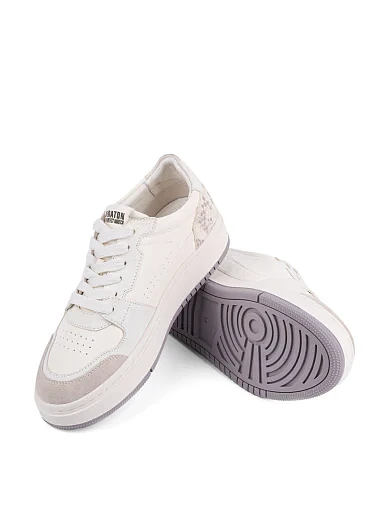 Женские кеды MIRATON кожаные молочного цвета - фото 2 - Miraton