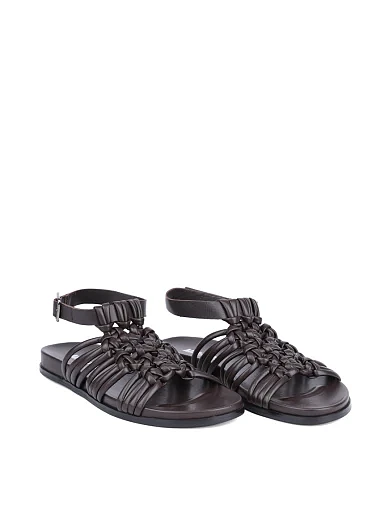 Женские сандалии MIRATON кожаные коричневые - фото 3 - Miraton