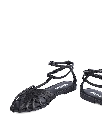 Женские сандалии MIRATON кожаные черные - фото 2 - Miraton