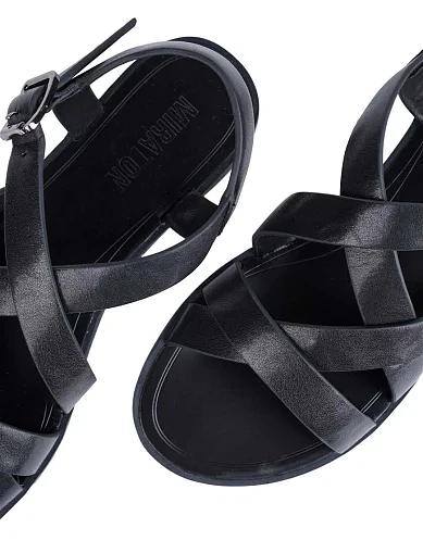 Женские сандалии MIRATON кожаные черные - фото 5 - Miraton