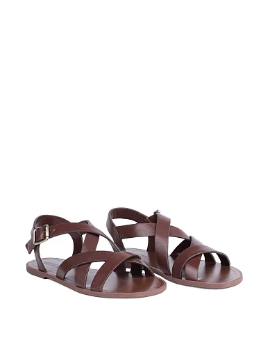Женские сандалии MIRATON кожаные коричневые - фото 3 - Miraton