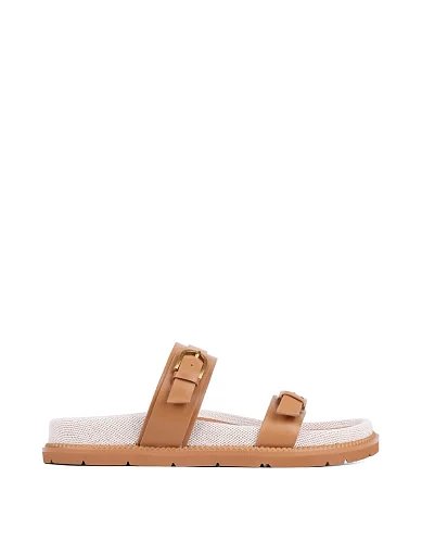 Женские шлепанцы MIRATON кожаные коричневые - фото 1 - Miraton