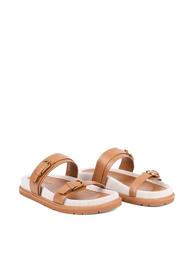 Женские шлепанцы MIRATON кожаные коричневые - фото 3 - Miraton