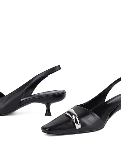 Женские туфли слингбеки MIRATON кожаные черные - фото 2 - Miraton