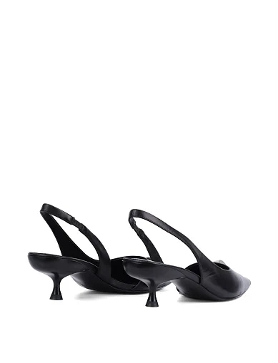 Женские туфли слингбеки MIRATON кожаные черные - фото 4 - Miraton