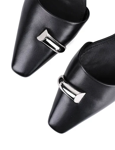 Женские туфли слингбеки MIRATON кожаные черные - фото 5 - Miraton