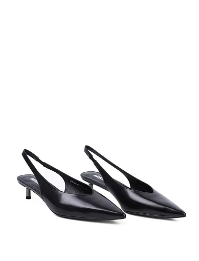 Женские туфли слингбеки MIRATON кожаные черные - фото 3 - Miraton