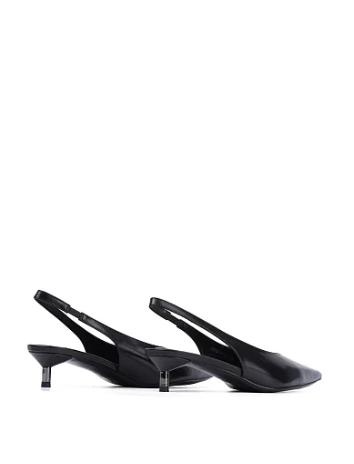 Женские туфли слингбеки MIRATON кожаные черные - фото 4 - Miraton