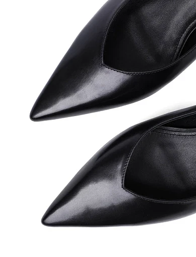 Женские туфли слингбеки MIRATON кожаные черные - фото 5 - Miraton