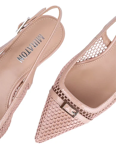 Жіночі туфлі слінгбеки MIRATON лакові бежеві (203-24107-03) - фото 5 - Miraton