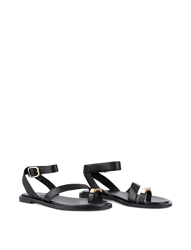 Женские сандалии MIRATON кожаные черные - фото 3 - Miraton