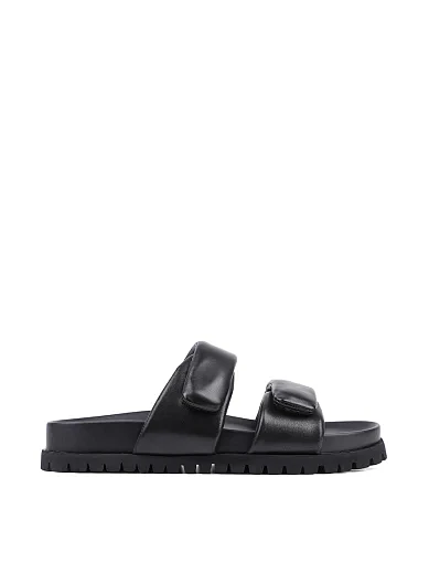 Женские шлепанцы MIRATON кожаные черные - фото 1 - Miraton