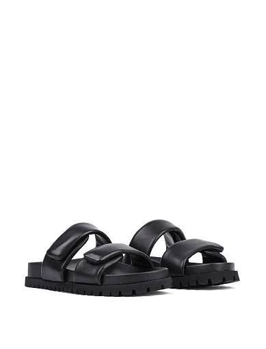 Женские шлепанцы MIRATON кожаные черные - фото 3 - Miraton